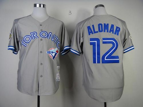 Mitchell And Ness Blue Jays #12 Roberto Alomar Grey Stitched MLB Throwback Jersey
